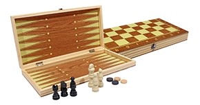 Шахматы, нарды, шашки деревянные 3 в 1 (поле 24 см) фигуры из пластика
