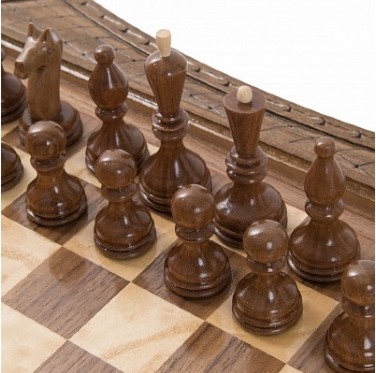 картинка Шахматы резные восьмиугольные в ларце 50, Haleyan от магазина Gamesdealer.ru