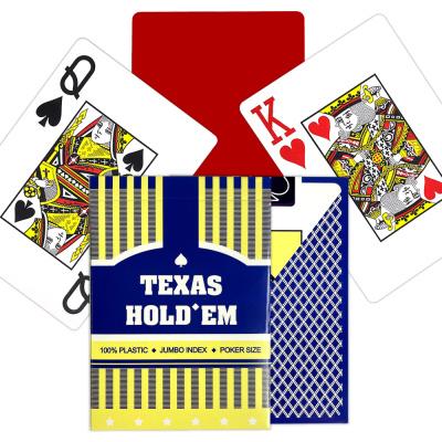картинка Карты для покера "Texas Holdem" 100% пластик, синяя рубашка от магазина Gamesdealer.ru