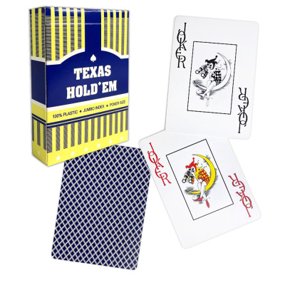 картинка Карты для покера "Texas Holdem" 100% пластик, синяя рубашка от магазина Gamesdealer.ru