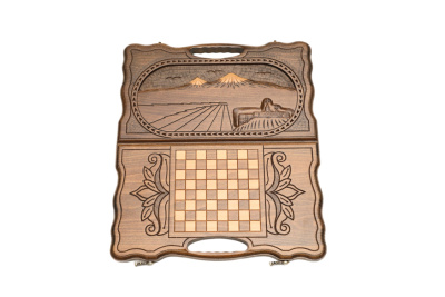 картинка Нарды резные "Арарат и Хор Вирап" с ручкой 40, Haleyan от магазина Gamesdealer.ru