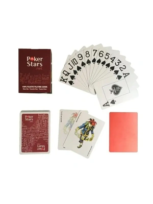 картинка Карты «Poker Stars» Copag 100% пластик, красные магазин Gamesdealer.ru являющийся официальным дистрибьютором в России  картинка Карты «Poker Stars» Copag 100% пластик, красные от магазина Gamesdealer.ru