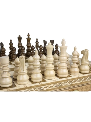 картинка Шахматы + Шашки + Нарды 3 в 1 "Амбассадор 5", 40 см, ясень, Partida от магазина Gamesdealer.ru