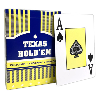 Карты для покера "Texas Holdem" 100% пластик, синяя рубашка Карты для покера "Texas Holdem" 100% пластик, синяя рубашка