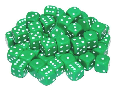 Кости игральные пластиковые, 12 мм, 1шт, цвет зеленый