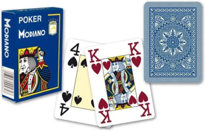 картинка Карты "Modiano Poker" 100% plastic 4 jumbo index blue от магазина Gamesdealer.ru