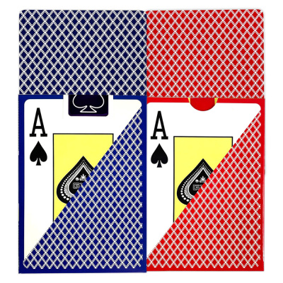 картинка Карты для покера "Texas Holdem", 100% пластик, красные и синие (комплект из 2-х колод) от магазина Gamesdealer.ru