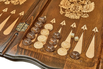 картинка Нарды резные "Герб РФ 3" с бронзой 60, Haleyan от магазина Gamesdealer.ru