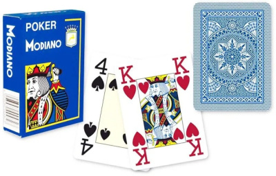 картинка Карты Modiano Poker 4 Jumbo 100% plastic blue от магазина Gamesdealer.ru