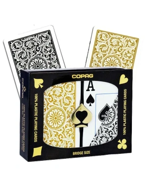 картинка Карты "Copag Poker Size Jumbo 1546 Double Deck (Black, Gold)" от магазина Gamesdealer.ru