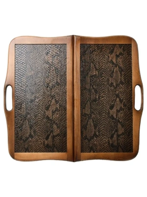 картинка Нарды кожаные "Питон" большие с ручкой (Россия, дерево, 60х30х5 см) от магазина Gamesdealer.ru