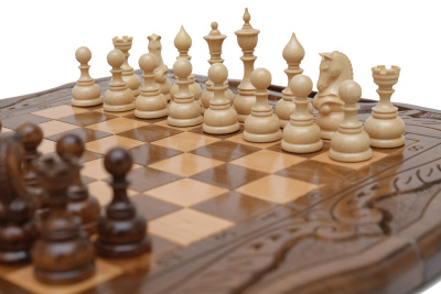 картинка Шахматы + нарды резные c Араратом 50 с ручкой, Haleyan от магазина Gamesdealer.ru