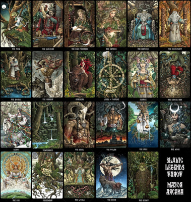 картинка Карты Таро The Slavic Legends Tarot - LARGE Version 14cm, Taroteca / Славянские Легенды 14 см, золот от магазина Gamesdealer.ru