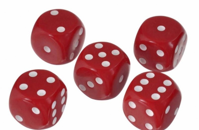 картинка Кости игральные пластиковые, 20мм, 1 шт, цвет красный от магазина Gamesdealer.ru