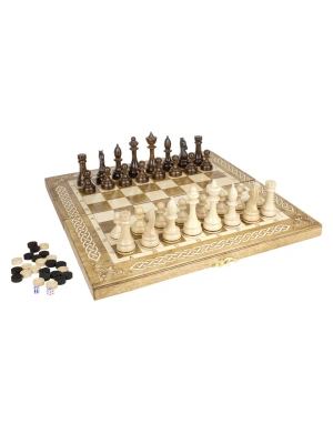 картинка Шахматы + Шашки + Нарды 3 в 1 "Амбассадор 4", 40 см, ясень, Partida от магазина Gamesdealer.ru