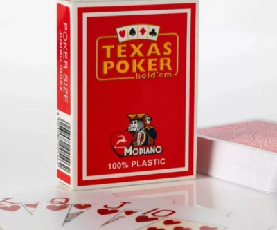 картинка Карты "Modiano Texas Poker" 100% plastic 2 jumbo index red от магазина Gamesdealer.ru