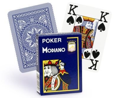 картинка Карты "Modiano Poker" 100% plastic 4 jumbo index blue от магазина Gamesdealer.ru