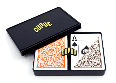 картинка Карты "1546 Plastic Poker Size Jumbo Index orange/brown Double-Deck Set" от магазина Gamesdealer.ru