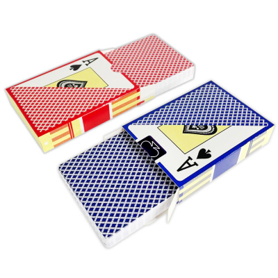 картинка Карты для покера "Texas Holdem", 100% пластик, красные и синие (комплект из 2-х колод) от магазина Gamesdealer.ru