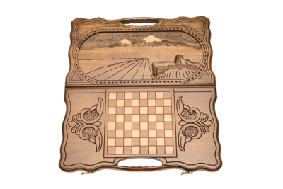 картинка Нарды резные "Арарат и Хор Вирап" с ручкой 50, Haleyan от магазина Gamesdealer.ru