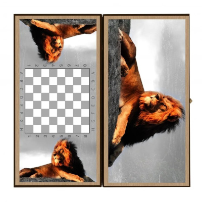 картинка Нарды + Шашки Сирия Лев в Саванне средние (Россия, дерево, 50 см), Partida от магазина Gamesdealer.ru