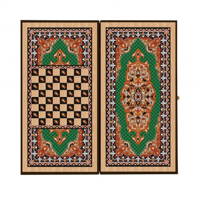 картинка Нарды + Шашки Сирия Зеленые малые (Россия, дерево, 40 см), Partida от магазина Gamesdealer.ru