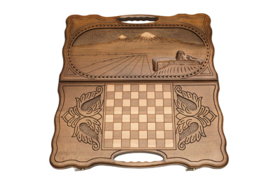 картинка Нарды резные "Арарат и Хор Вирап" с ручкой 60, Haleyan от магазина Gamesdealer.ru