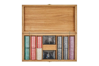 картинка Набор для покера Luxury Ceramic на 300 фишек в дубовом кейсе, Partida от магазина Gamesdealer.ru