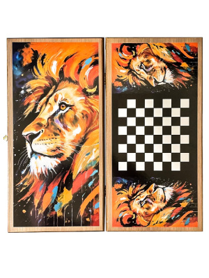 картинка Нарды + Шашки Сирия Лев Король средние (Россия, дерево, 50 см), Partida от магазина Gamesdealer.ru