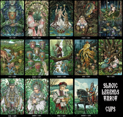 картинка Карты Таро The Slavic Legends Tarot - LARGE Version 14cm, Taroteca / Славянские Легенды 14 см, золот от магазина Gamesdealer.ru