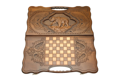 картинка Нарды резные "Медведь" с ручкой, Haleyan от магазина Gamesdealer.ru