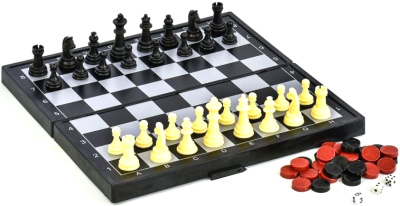 Шахматы, нарды, шашки магнитные пластиковые 3 в 1 (поле 24 см)