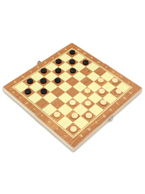 картинка Шахматы, нарды, шашки деревянные 3 в 1 (поле 24 см) фигуры из пластика от магазина Gamesdealer.ru