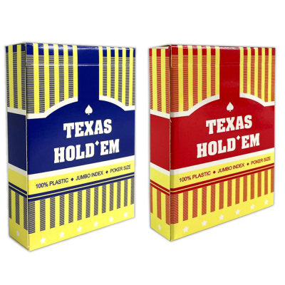 картинка Карты для покера "Texas Holdem", 100% пластик, красные и синие (комплект из 2-х колод) от магазина Gamesdealer.ru