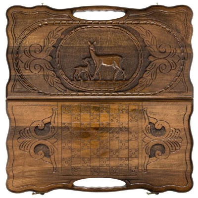 картинка Нарды резные "Олень" с ручкой 50, Haleyan от магазина Gamesdealer.ru