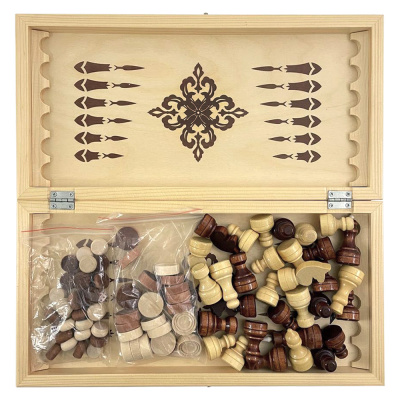 картинка Шахматы + Шашки + Нарды "Кировские" (Россия, дерево, 40х20,5х5 см) от магазина Gamesdealer.ru
