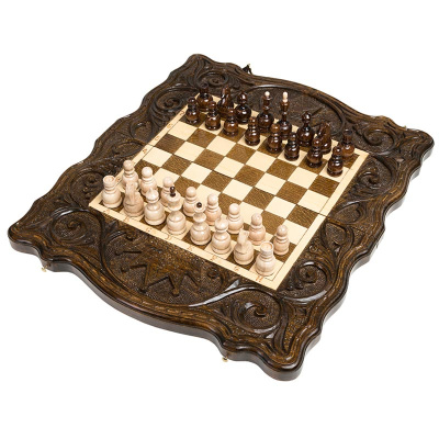 Шахматы + нарды резные "Корона"  40, Haleyan
