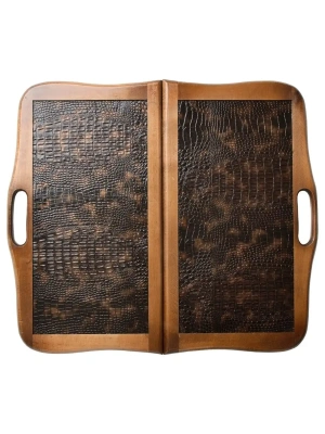 картинка Нарды кожаные "Аллигатор" средние с ручкой (Россия, дерево, 50х25х5 см) от магазина Gamesdealer.ru