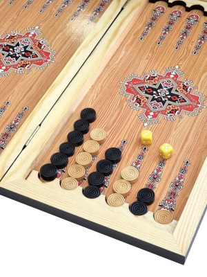 картинка Шахматы + нарды + шашки "Сирия Красные" средние от магазина Gamesdealer.ru