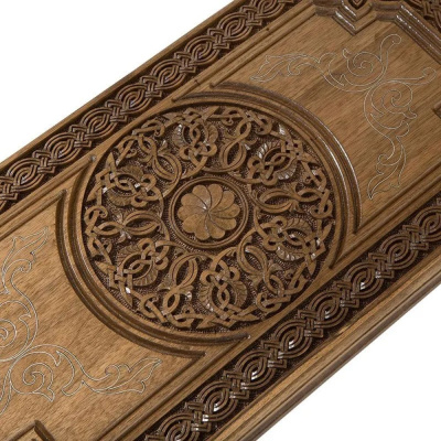 картинка Нарды резные "Армянский узор" с серебром 60 орех, Haleyan от магазина Gamesdealer.ru