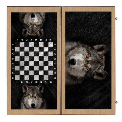 картинка Нарды + Шашки Сирия Волк 2 средние (Россия, дерево, 50 см), Partida от магазина Gamesdealer.ru