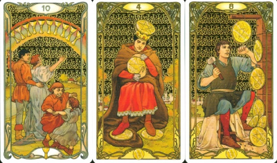 картинка Карты Таро "Golden Art Nouveau Tarot" Lo Scarabeo / Золотое Таро Уэйт Арт-Нуво от магазина Gamesdealer.ru