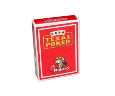 картинка Карты "Modiano Texas Poker" 100% plastic 2 jumbo index red от магазина Gamesdealer.ru
