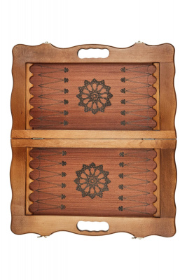 картинка Нарды кожаные "Кобра" малые в дипломате (Россия, дерево, 40х20х5 см) от магазина Gamesdealer.ru