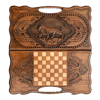 картинка Нарды резные "Лев 3" с ручкой 60, Haleyan от магазина Gamesdealer.ru