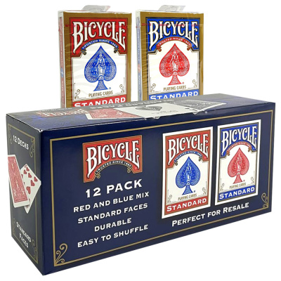 Игральные карты Bicycle Standard 54, блок 12 шт. синие и красные