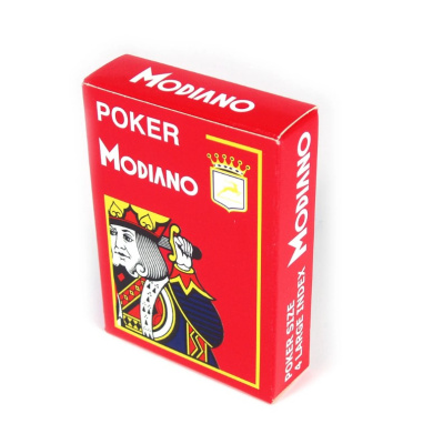 Карты "Modiano Poker" 100% plastic 4 jumbo index red
