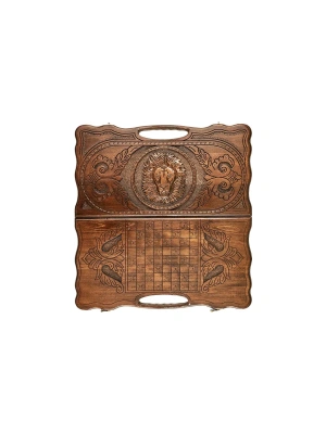 картинка Нарды резные "Лев 2" с ручкой 60, Haleyan от магазина Gamesdealer.ru