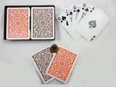 картинка Карты "1546 Plastic Poker Size Jumbo Index orange/brown Double-Deck Set" от магазина Gamesdealer.ru