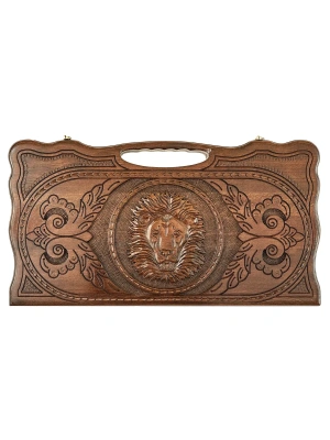 картинка Нарды резные "Лев 2" с ручкой 60, Haleyan от магазина Gamesdealer.ru